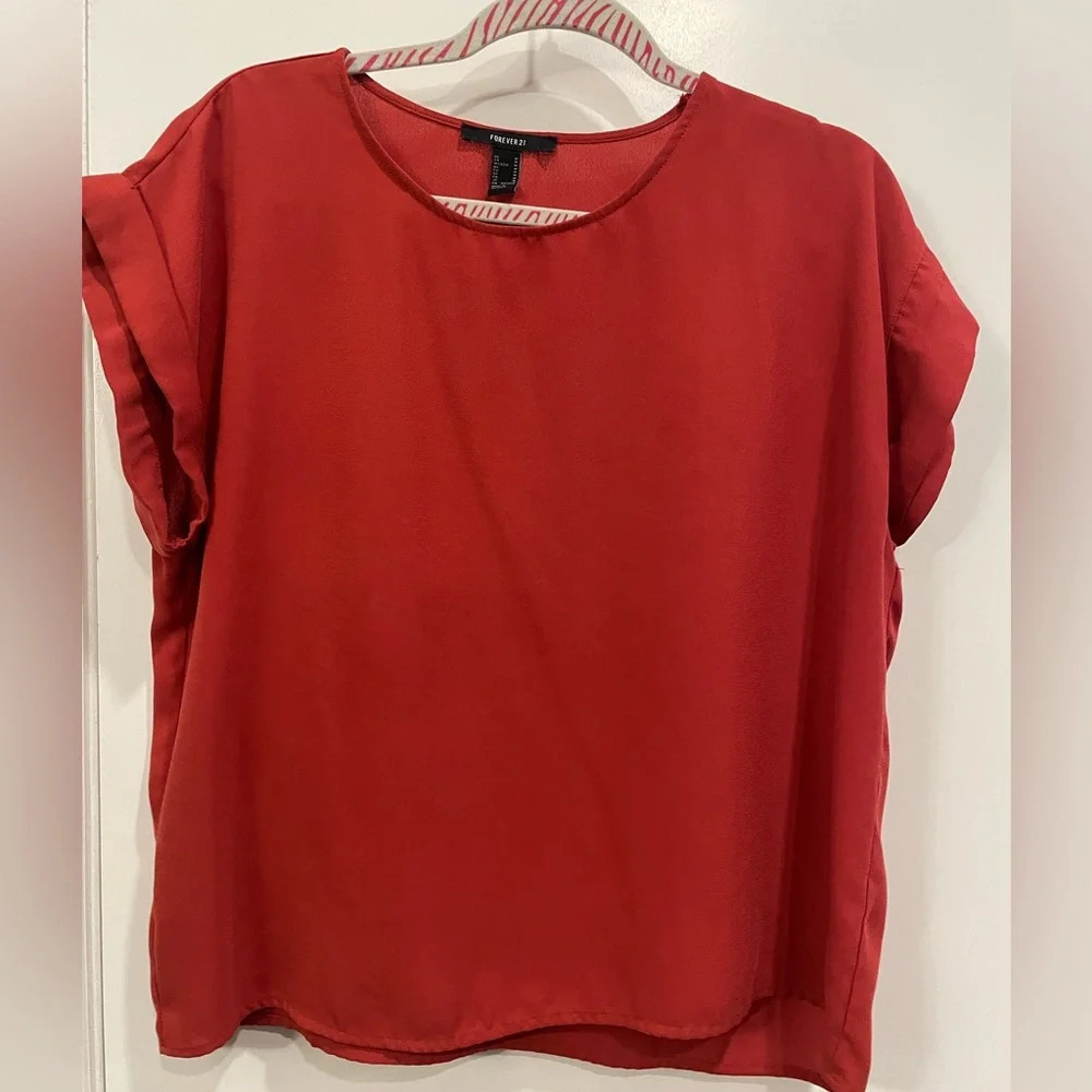 Forever 21 orange short sleeve blouse